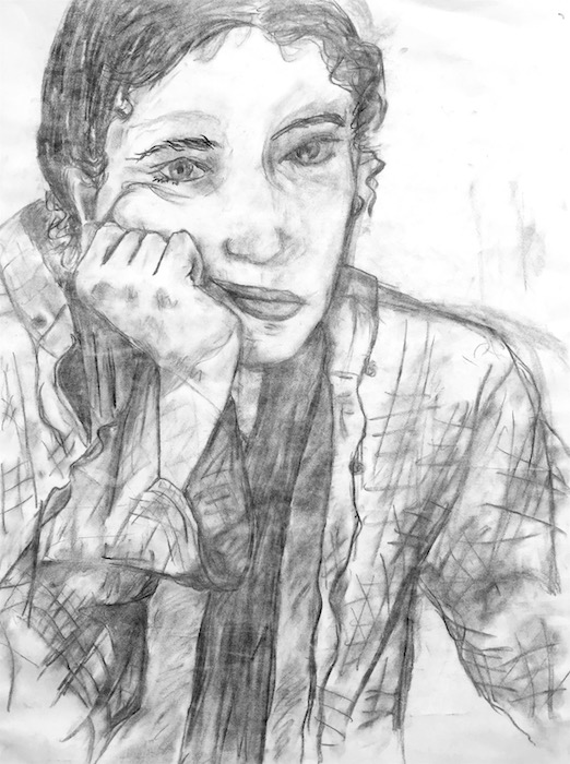 Hannah Hamavid self portrait, charcoal on paper - 2006